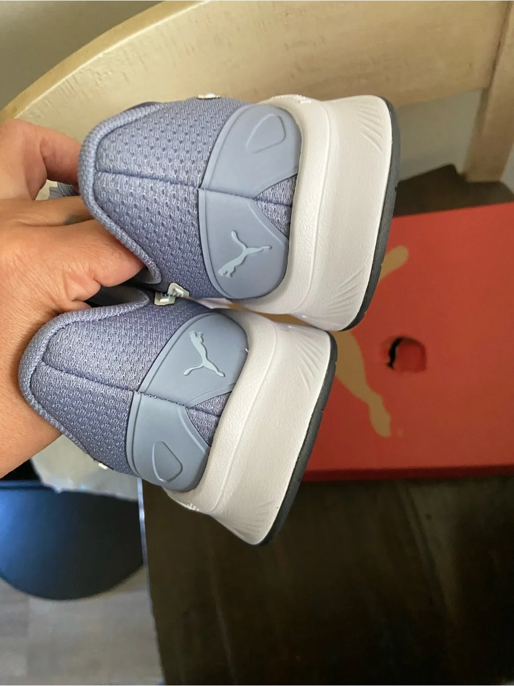 Puma Lavender Gray Mesh Athletic Sneakers